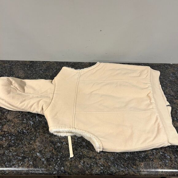 Vintage Y2K Gap Faux Fur Lined Hoodie Vest Cream Beige Womens Medium - Picture 11 of 11